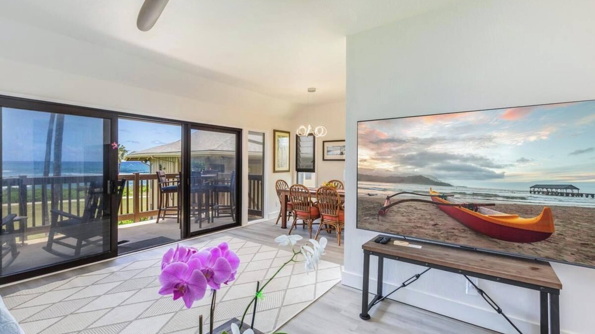 Lihue Condo | ALL NEW Oceanfront 2 storey comfortably sleeps 6-7