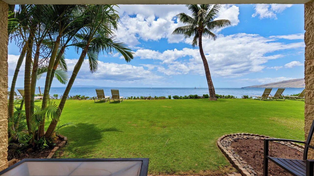 Kihei Condo | Beachfront Island Escape at Kihei Beach #108 Steps from Sugar Beach and Ocean Views
