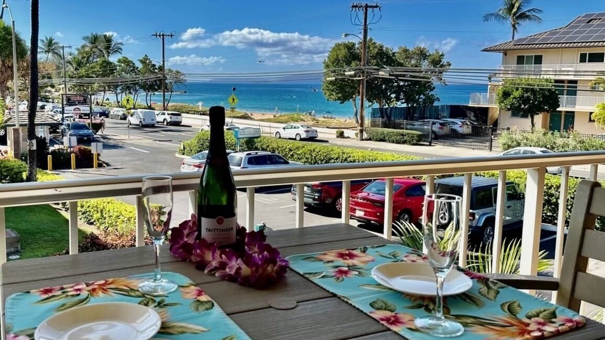 Kihei Condo | Best Ocean Views at Kihei Kai Nani #206 Steps to the beach 1 Bdrm/1 Bath