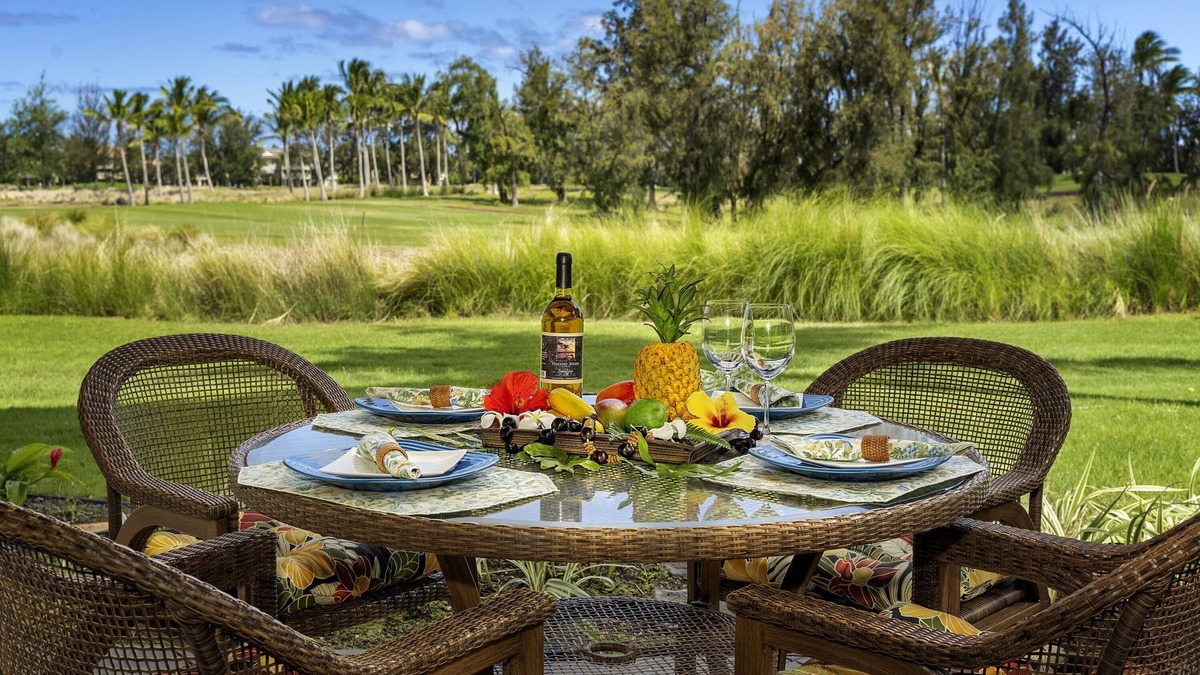 Waikoloa Condo | Bottom floor villa with privacy and great golf course view.
