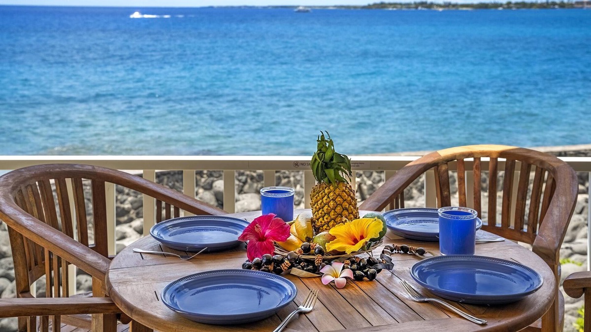 Kailua-Kona Condo | Ground Floor, true ocean front condo, portable AC in bedroom