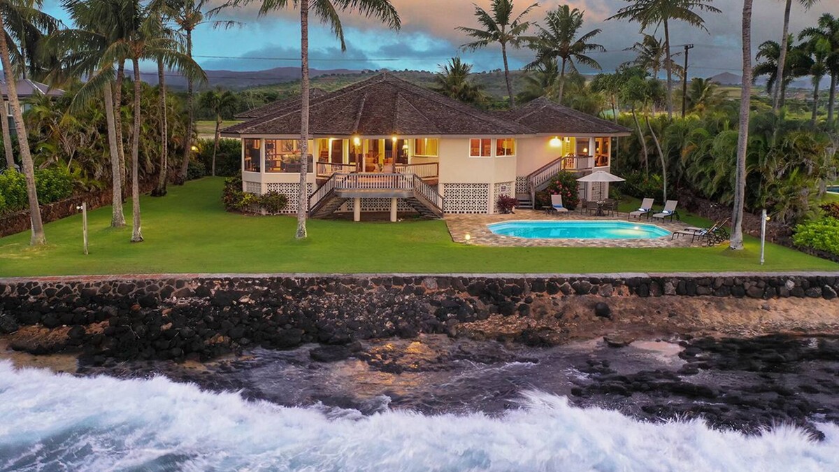 Poipu House | Honu Lani | Private Oceanfront Home + Pool, Elevated Views & A/C