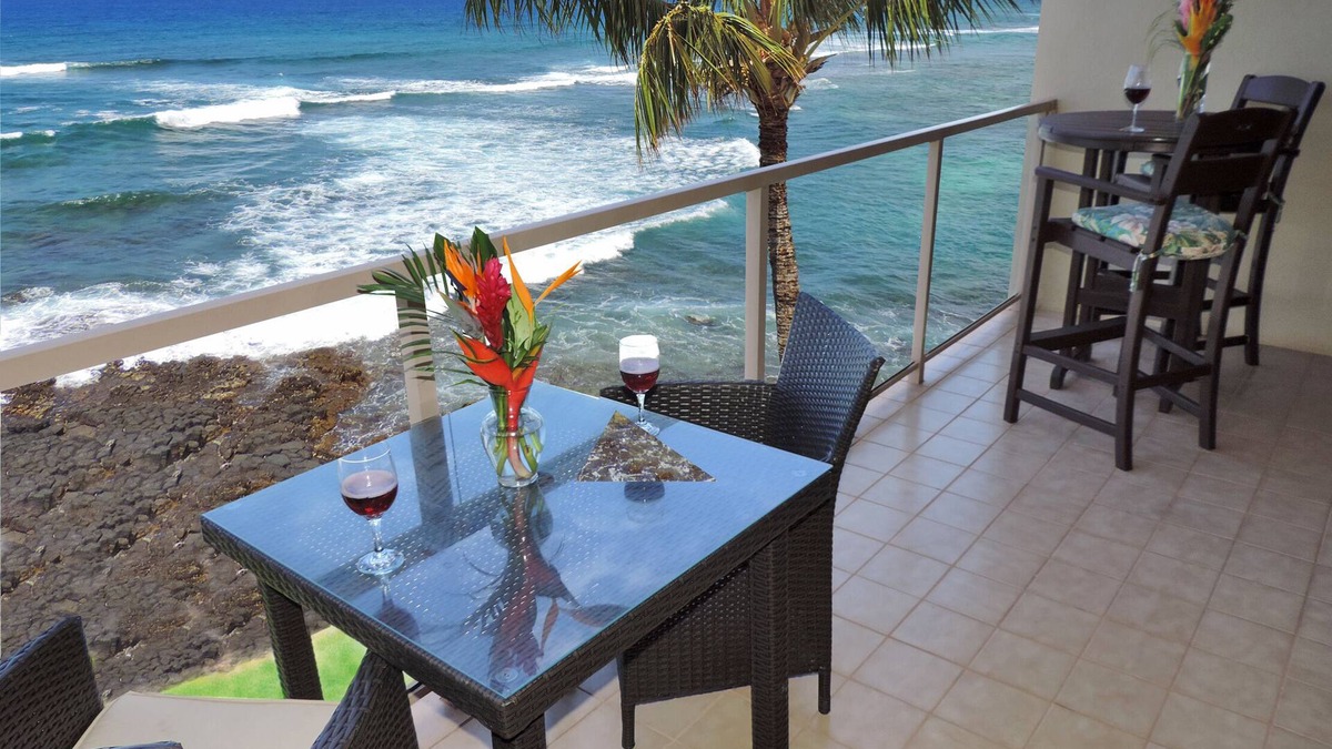 Poipu Condo | Kuhio Shores 418 - Oceanfront Two Bedroom "Penthouse" Poipu Condo with A/C