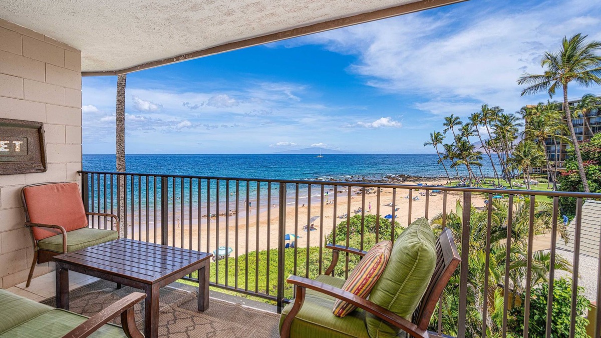 Kihei Condo | Oceanfront Hale Hui Kai 313 Large Lanai, AC, Incredible Views on Keawakapu Beach