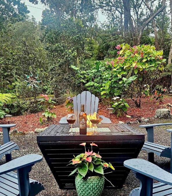 Volcano House | Ohia Lehua Hale-Hot Tub-Fireplace-Fire Table