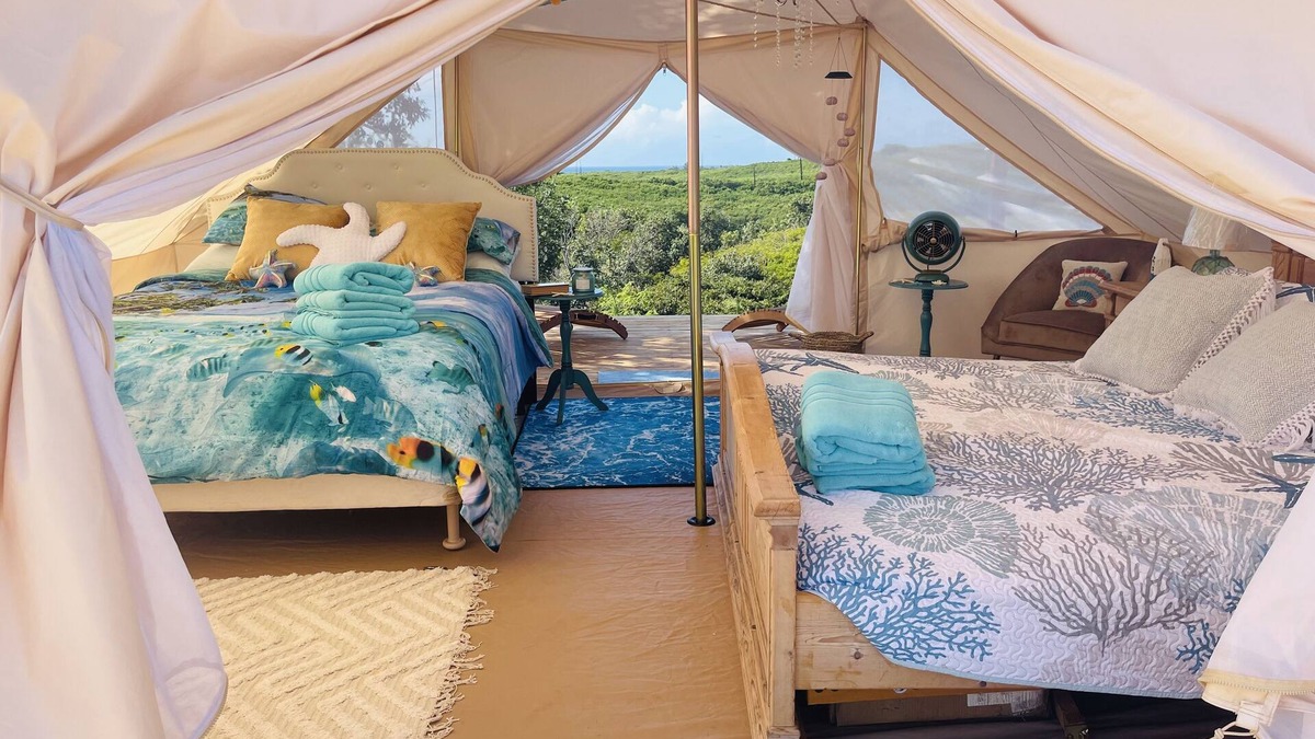 Waialee RV Rental | Peaceful Glamping tent on Farm w/ocean views