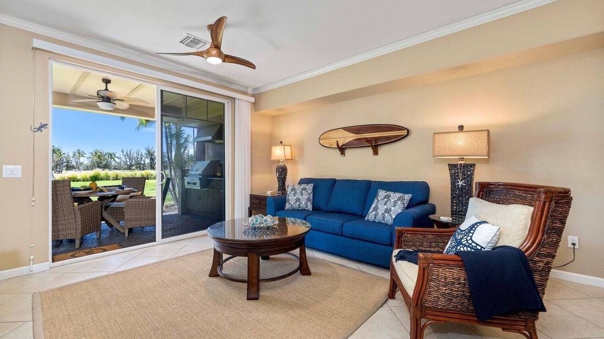 Waikoloa Villa | Private ground floor villa with bbq and golf course view.