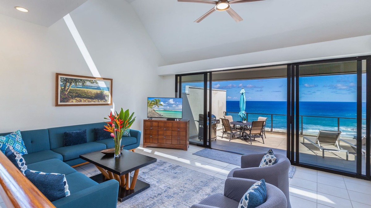 Princeville Condo | Puu Poa # 413 Premier Air Conditioned Penthouse Magnificent Ocean View Condo!