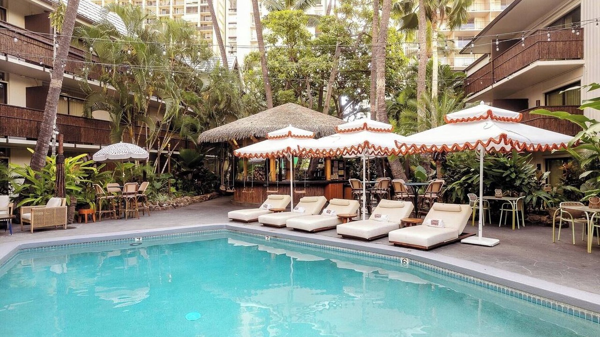 Waikiki Hotel | Reimagined 1957 Double Room w/Private Balcony | Pool + Wet Bar | 2 Units