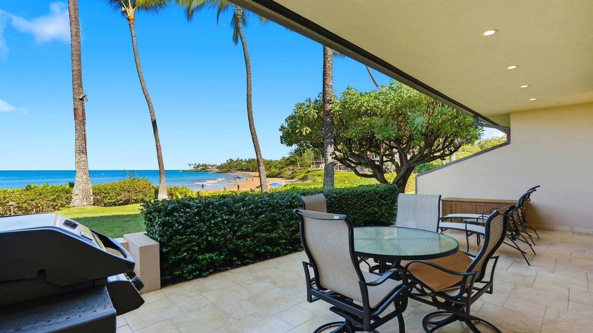 Wailea Condo | Stunning Beachfront Condo at Makena Surf Resort #E104 with Panoramic Ocean Views