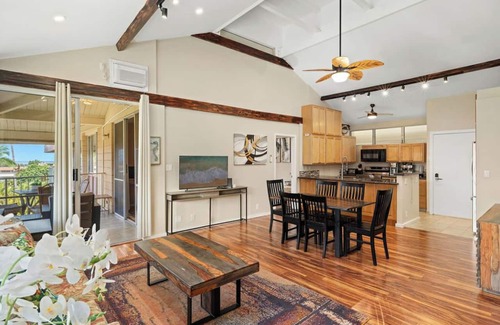 Kihei Condo | Luxe top-floor remodel with AC, king dual master suites, steps to Kam III beach