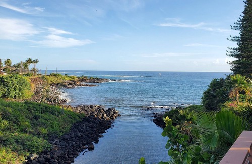 Poipu Apartment | Poipu Kauai Honeymoon : View Sea Turtles from Your Oceanfront Deck-AC