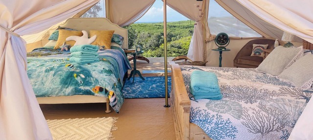 Peaceful Glamping tent on Farm w/ocean views