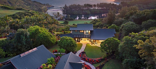 Private estate on 12 lush acres, ocean views, path to beach, main house plus two guest cottages!