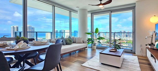 Serene High-Rise Escape with Ocean Views & Sunset